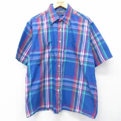 XL/古着 バンヒューセン 半袖 シャツ メンズ 90年代 90s 紺他 チェック 26mar28