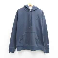 XL/古着 チャンピオン champion 長袖 スウェット パーカー メンズ ワンポイントロゴ フォード 濃紺 26mar28