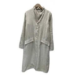 【中古】　agnes b.　スタンダードコート　ライトコート　アウター　無地　スタンドカラー　リネン　フェイクポケット　カジュアル　日本製　古着　/2411