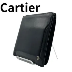 カルティエ 二つ折り財布 ブラック ロゴ金具 レザー メンズのサムネイル