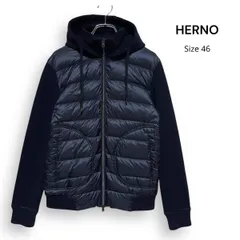 M26177/ HERNO RESORT ヘルノ リゾート ウォーターレペレント ナイロン ライトダウン ハイブリッド フーデッド ブルゾン ネイビー 46のサムネイル