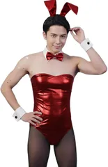[IMPACTオンライン] バニーガール コスプレ 男 大きいサイズ メンズ 女装 おもしろ ハロウィン (レッド, XXXL) [レッド] [3XL]のサムネイル