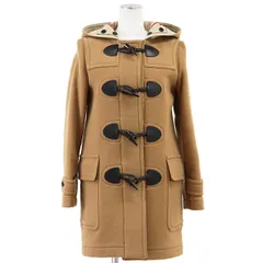 【未使用】BURBERRY バーバリー ダッフルコート サイズ UK4 レディース THE MERSEY ザ・マーシー ウールメルトン ノバチェックライニング シグネチャー ロゴ刻印 トグル アウター ガーメント付属 キャメル 英国製