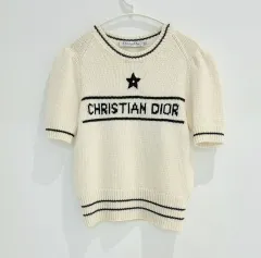 中古ブランド セレクト ディオール エクリュ ウール カシミア 半袖 ニット セーター