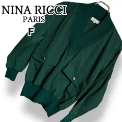 NINA RICCI Sports PARIS ニナリッチ スポーツパリ 深緑 ブルゾン ジャケット リブ切替 フラップポケット ロゴ刺繍 ウール ナイロン ヴィンテージ レトロ 薄手 軽量 ゆったり レディース 春秋 スポーティー【F】のサムネイル