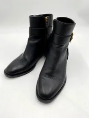 JIMMY CHOO ジミーチュウ CLARICE 45 レザー アンクル ベルト ブロックヒール ショート ブーツ size35.5/黒 ■■◎レディース