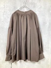Louere ルエレ ボリュームスリーブ スタンドカラーギャザー ブラウス シャツ sizeM/ダークブラウン ■◇ レディース