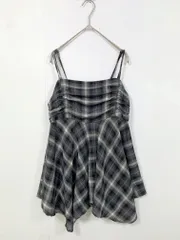 LOWRYS FARM ローリーズファーム オンブレチェックキャミチュニック ワンピース sizeF/黒  ■■ レディース
