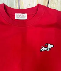 B.PEANUTS/SNOOPY/刺繍＆プリントTシャツ　レッド　Mサイズ 訳あり/新品未使用