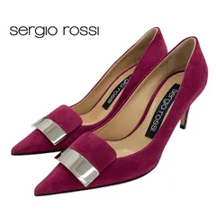 セルジオロッシ sergio rossi パンプス 靴 シューズ スエード 赤紫 未使用 ロゴプレート sr1