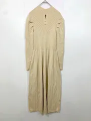 SAISON DE PAPILLON セゾンドパピヨン ハイネックリブ切り替えニット ワンピース sizeL/ベージュ ■◇ レディース