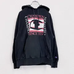 Champion　チャンピオン　リバースウィーブ　スウェットパーカー/フーディー　ヘビーウエイト　デカロゴ　ボーダー　黒　ブラック　古着