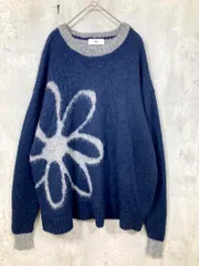 MONO-MART モノマート ビッグ フラワー オーバーサイズ シャギー ニット セーター sizeF/濃紺 ■◇ レディース