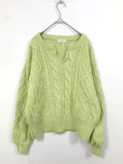 BEUTY＆YOUTH UNITED ARROWS ビューティーアンドユース ウールケーブルスキッパーネック ニット セーター 黄緑 ■◇ レディース