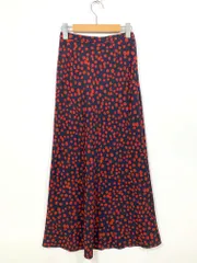 COCODEAL ココディール フレアシルエット バイアスレオパード スカート size2/濃紺×赤 ■■ レディース