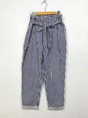 ZARA ザラ ウエストリボン ハイウエスト ストライプ タック イージー パンツ sizeM/白ｘ紺 ■■ レディース