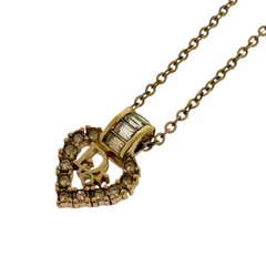 クリスチャンディオール Christian Dior ネックレス ロゴ CD ハート ラインストーン ゴールド メッキ ♯1146010109