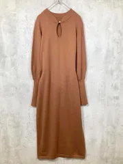 SAISON DE PAPILLON セゾンドパピヨン ハイゲージ編み 長袖 ニット ワンピース sizeM/茶 ■■ レディース