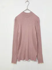 DISCOAT ディスコート 配色ライン モチモチリブパイピングハイネック プルオーバー sizeM/ピンク ■■ レディース