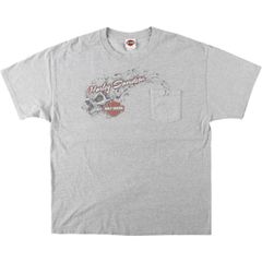 古着 00~年代 ハーレーダビッドソン Harley-Davidson ドクロ柄 スカル柄 ファイヤーパターン モーターサイクル バイクTシャツ/eaa636242