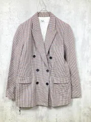 ZARA ザラ オーバーサイズ チェック柄 ダブル ブレザー テーラード ジャケット sizeS/ベージュ系 ■■ レディース
