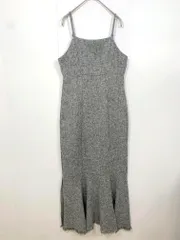 Louere ルエレ 裾フリンジ加工 ツイードハイウエストマーメイドキャミ ワンピース sizeL/グレー ■■ レディース