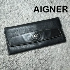 AIGNER アイグナー 長財布 フラップ式 レザー ブラックのサムネイル