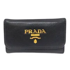 プラダ PRADA キーケース カーフ 1PG222 ブラック ゴールド金具 6連キーフック【中古】