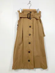 LADYMADE レディメイド ベルト付き ボタンデザイン フレア スカート sizeM/茶 ■■レディース