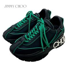 JIMMY CHOO ブラック/グリーン スニーカー訳あり - メルカリ