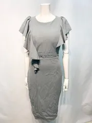 2659 Tika ティカ キャバクラ ドレス 伸縮性 フリル ミディ タイト ストーン スリット キャバドレス M