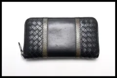 ■BOTTEGA VENETA イントレチャート レザー ラウンドファスナー 長財布 ボッテガ・ヴェネタ ■0409oh3048-5M
