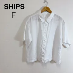 SHIPS シップス 半袖 リネン シャツ 白 ホワイト 無地 シンプル ナチュラル 薄手 涼しい 夏服 レディース Linen Short Sleeve Shirt White Minimal Casual F