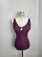 B級 ヴィンテージ 딥 パープル スリット リボン スリーブレス ノースリーブ トップス