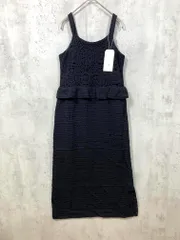 タグ付き■Bab バブ 定価7700円 クロシェペプラムミックス編み ワンピース sizeM/黒 ■◆レディース