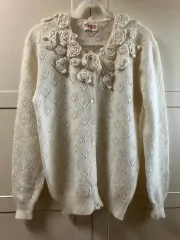 ピンクハウス 花 装飾 アイボリー カーディガン