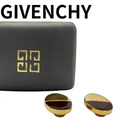 GIVENCHY ジバンシィ イヤリング ゴールド×ボルドー 箱付き