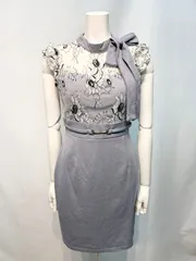 2663 DAZZY デイジー キャバクラ ドレス レース リボン タイト ミニ フラワー 花柄 キャバドレス M