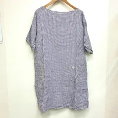【オーシバルORCIVAL】美品！リネンチェックプルオーバー 1 ネイビー×ホワイトのサムネイル