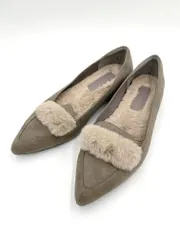 green label relaxing グリーンレーベルリラクシング ユナイテッドアローズ 定価9790円 ファーポインテッド フラット シューズ size24.5cm/グレージュ ■■レディース