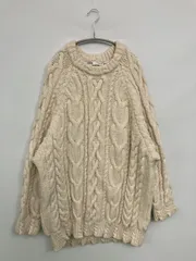 ZARA ザラ ニット/セーター USA L アイボリー ナイロン ニット 無地 ミドル丈 長袖 クルーネック(丸首)