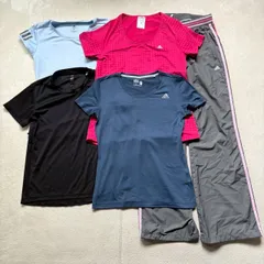 【まとめ売り】5点セット adidas アディダス スポーツウェア トレーニングウェア ランニング  DRY半袖Tシャツ ウインドブレーカーパンツ レディースLLサイズ大きいサイズ