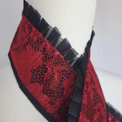 NO.276　着物 おしゃれ着こなし　伊達襟　伊達衿　重ね衿　4WAY　成人式　前撮り　振袖　卒業式　袴　黒・赤・黒　フリル