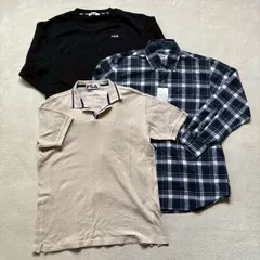 【まとめ売り】3点セット  FILA フィラ 半袖ポロシャツ ネルシャツ チェック柄長袖シャツ 裏起毛トレーナー メンズLサイズ