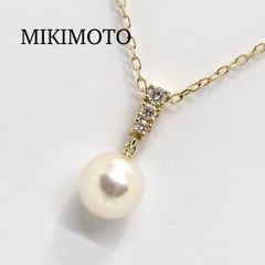 ミキモト あこや約8.5㎜ パール×ダイヤ ペンダントネックレス K18 美品 
