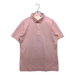 中古 メンズ キャロウェイ Callaway 半袖ポロシャツ L ピンク×白 ボタンダウン 幾何学模様 総柄