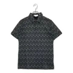 中古 メンズ カルバンクラインゴルフ Calvin Klein Golf 半袖ポロシャツ L 黒 ブラック ロゴ総柄のサムネイル