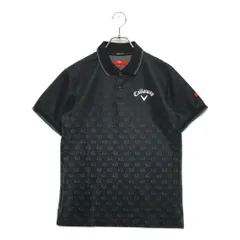 中古 メンズ キャロウェイ Callaway 半袖ポロシャツ M 黒系 ブラック ボーダー ロゴ柄