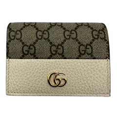 グッチ GUCCI ダブルGカードケースウォレット 658610 ホワイト GGスプリーム レディース 二つ折り財布