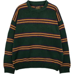 古着 80~90年代 エディーバウアー Eddie Bauer 黒タグ ボーダー柄 コットンニットセーター メンズL相当 ヴィンテージ/eaa631978